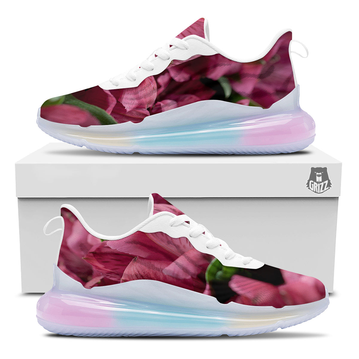 Alstroemeria Burgundy Print Running Sneakers-grizzshop