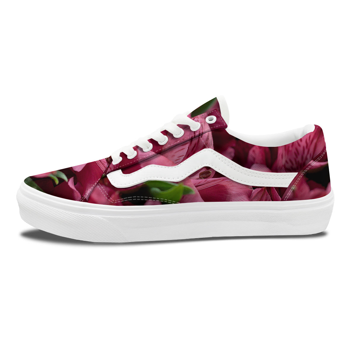 Alstroemeria Burgundy Print Skate Shoes-grizzshop