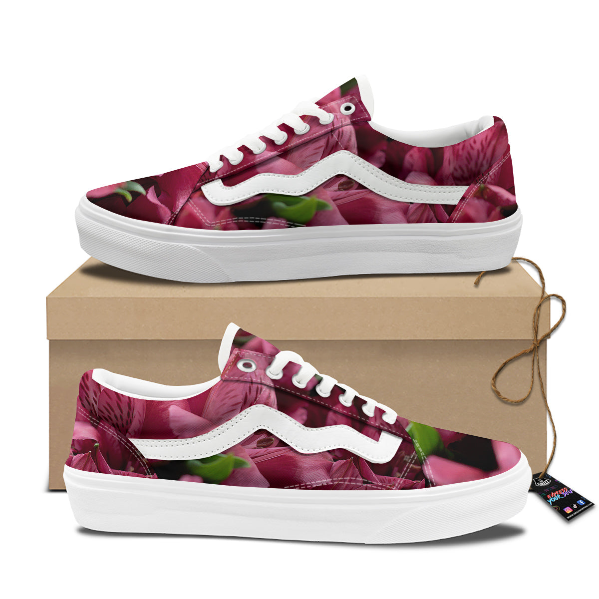 Alstroemeria Burgundy Print Skate Shoes-grizzshop