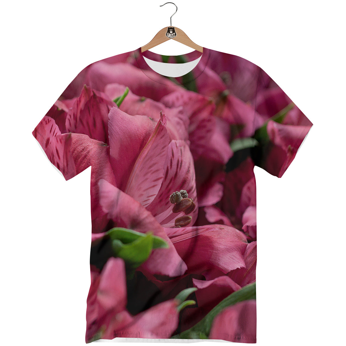 Alstroemeria Burgundy Print T-Shirt-grizzshop