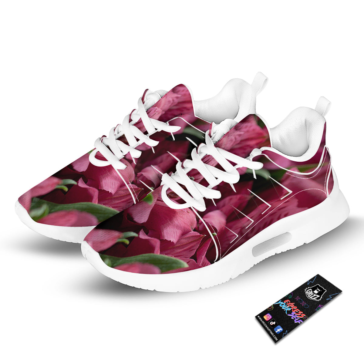 Alstroemeria Burgundy Print Tennis Shoes-grizzshop