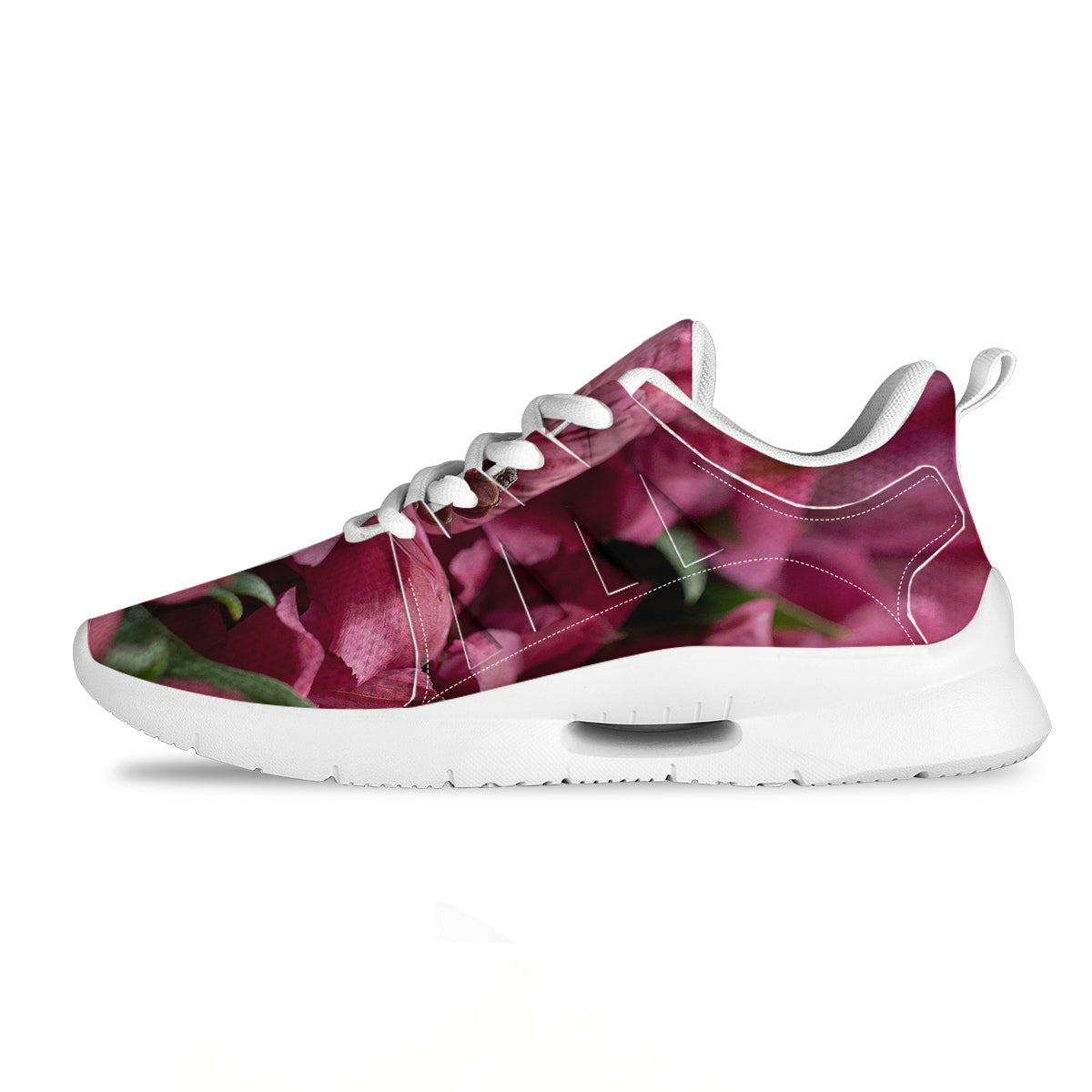 Alstroemeria Burgundy Print Tennis Shoes-grizzshop