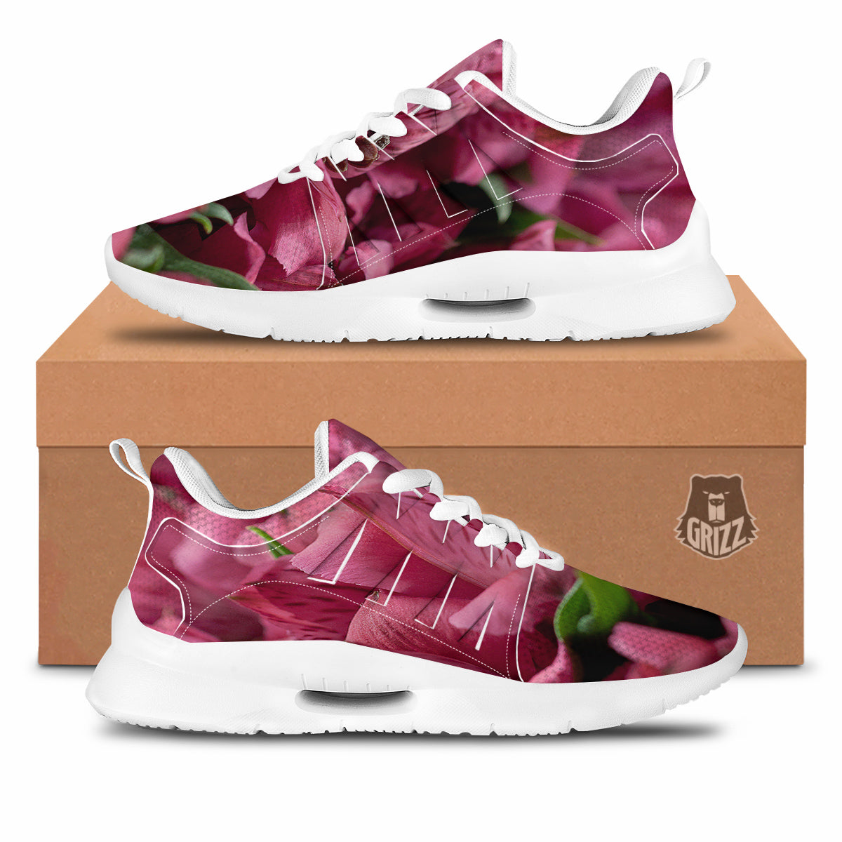 Alstroemeria Burgundy Print Tennis Shoes-grizzshop