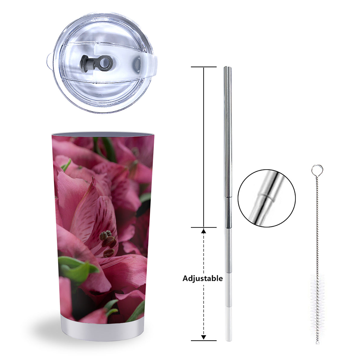 Alstroemeria Burgundy Print Tumbler-grizzshop