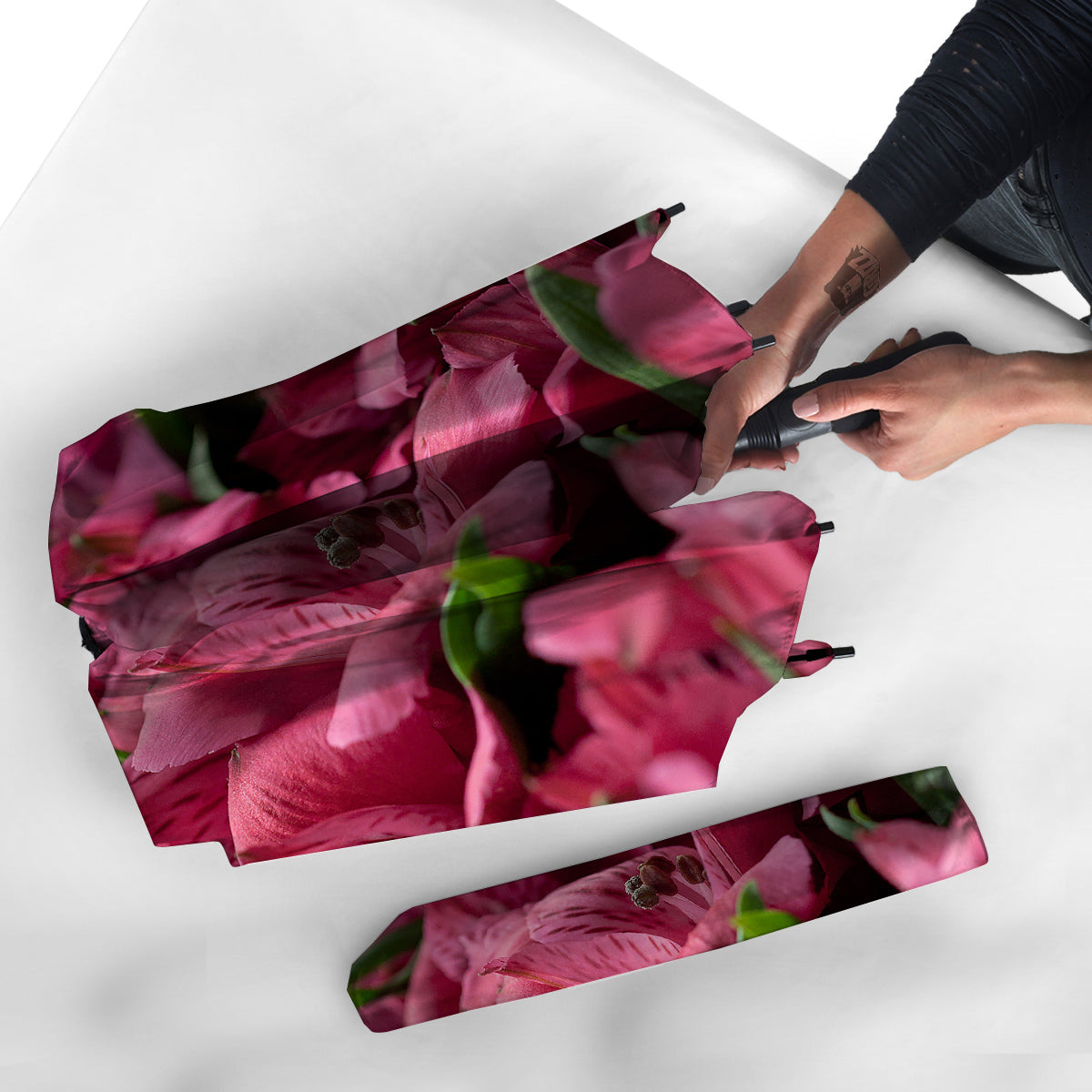 Alstroemeria Burgundy Print Umbrella-grizzshop