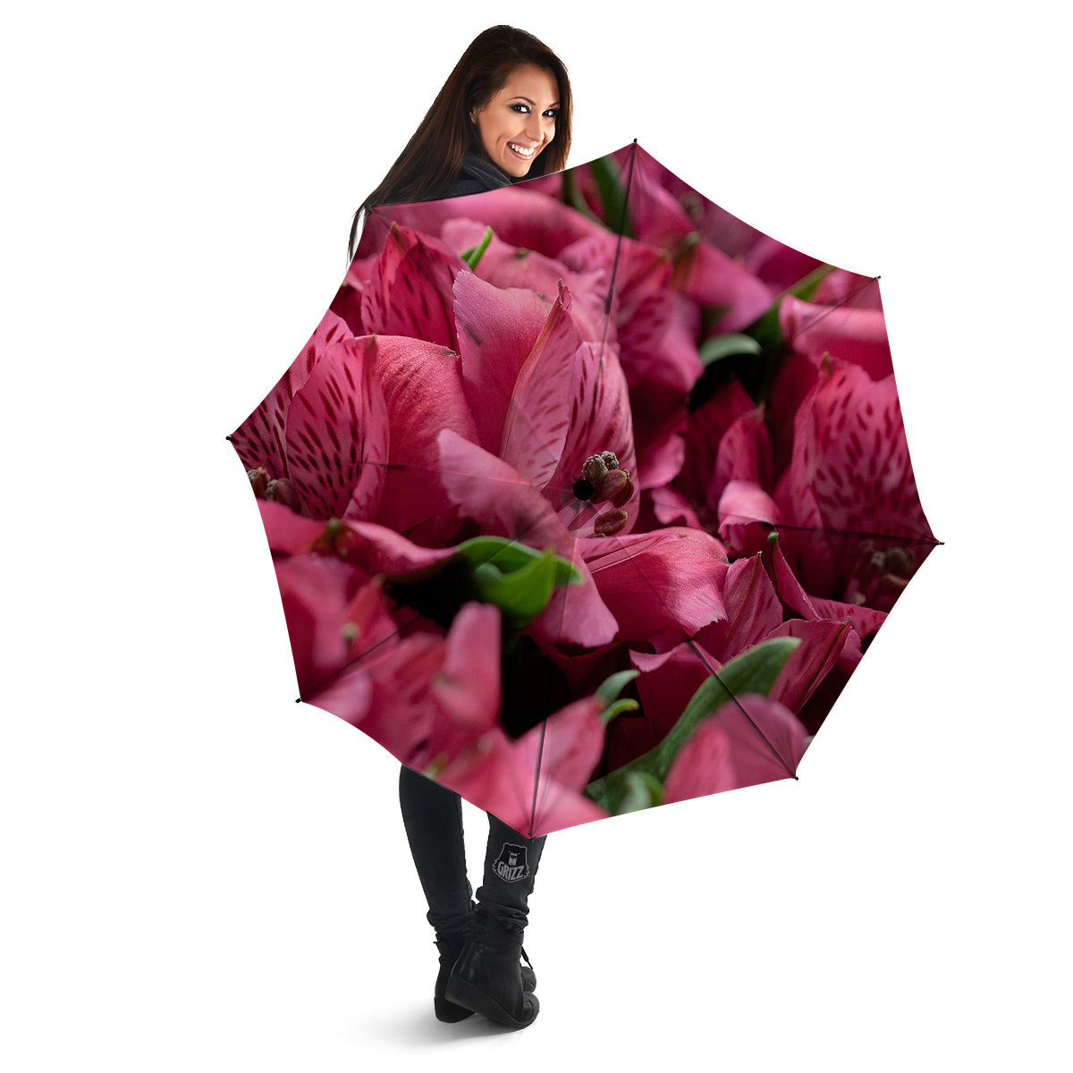 Alstroemeria Burgundy Print Umbrella-grizzshop