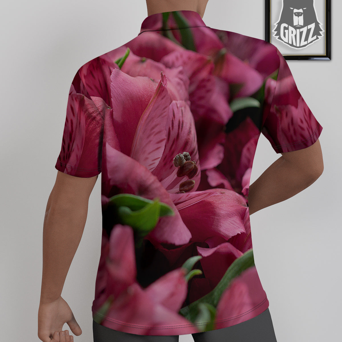 Alstroemeria Burgundy Print Untucked Shirts-grizzshop