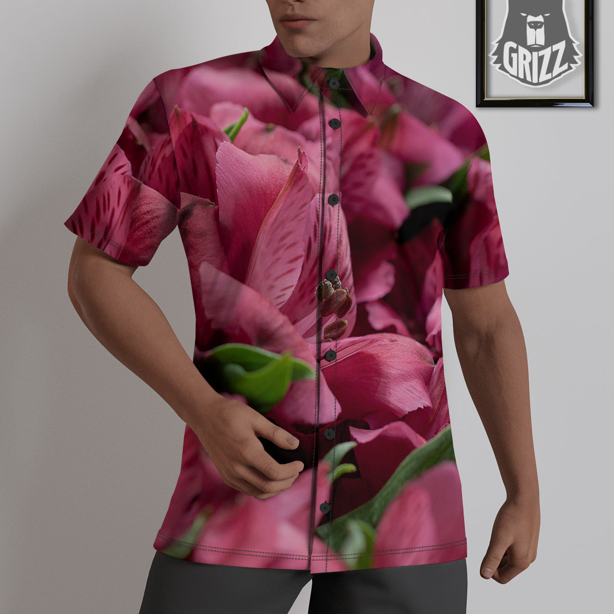 Alstroemeria Burgundy Print Untucked Shirts-grizzshop