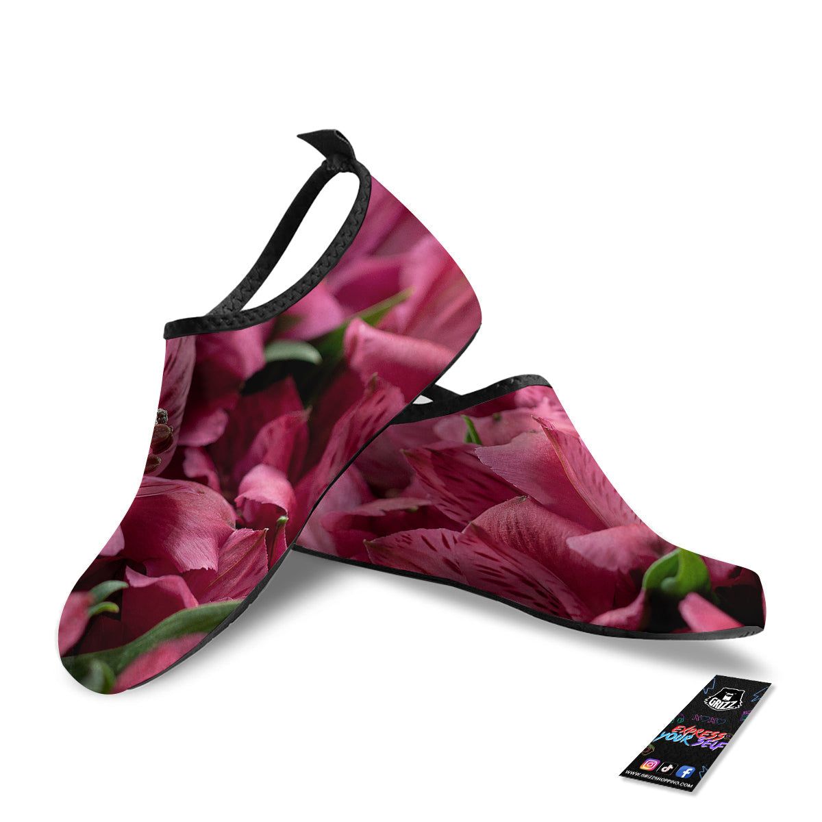 Alstroemeria Burgundy Print Water Shoes-grizzshop