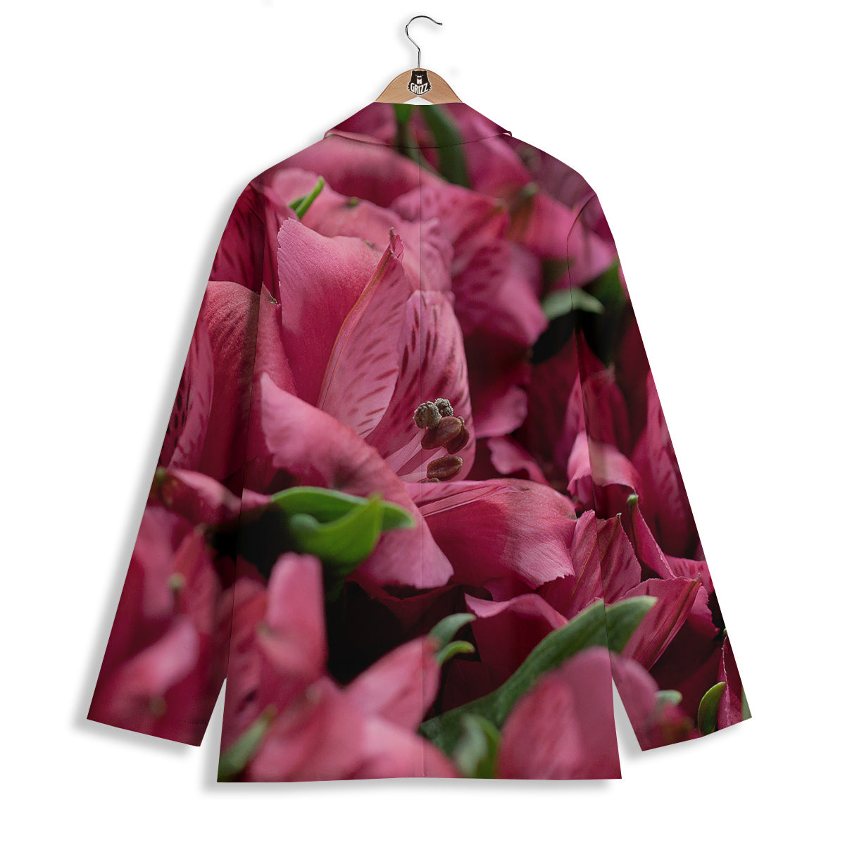 Alstroemeria Burgundy Print Women's Blazer-grizzshop