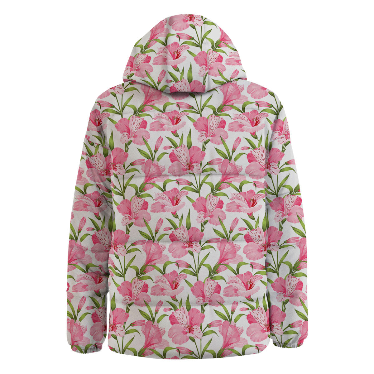 Alstroemeria Flowers Print Down Jacket-grizzshop