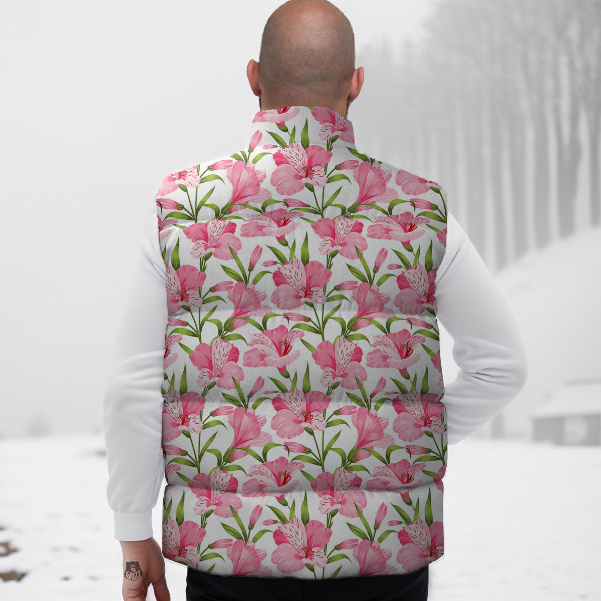 Alstroemeria Flowers Print Down Vest