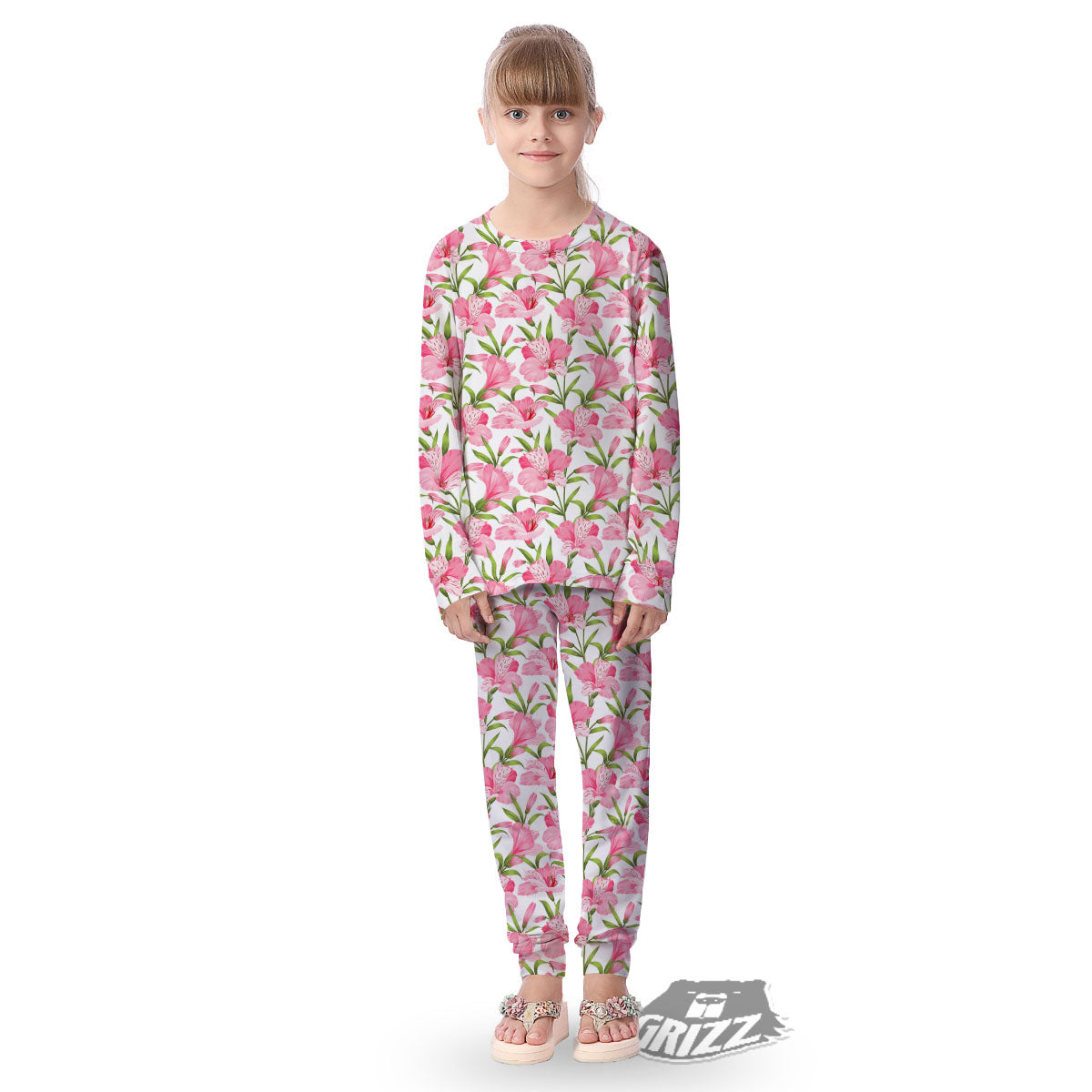 Alstroemeria Flowers Print Kid's Pajamas-grizzshop