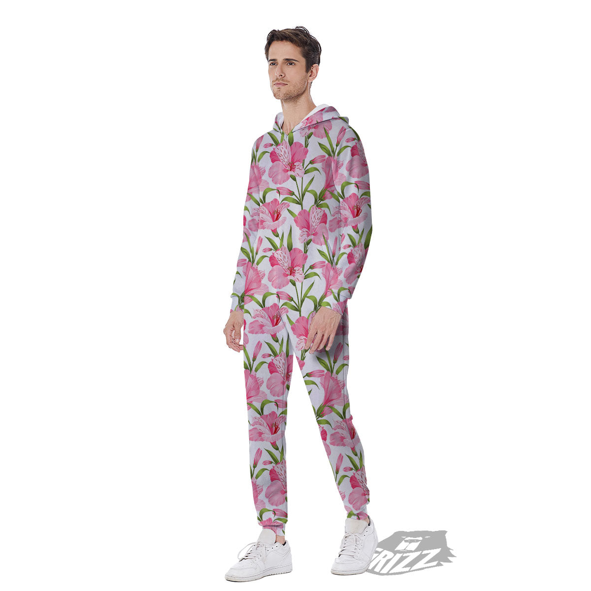 Alstroemeria Flowers Print Men's Jumpsuit-grizzshop