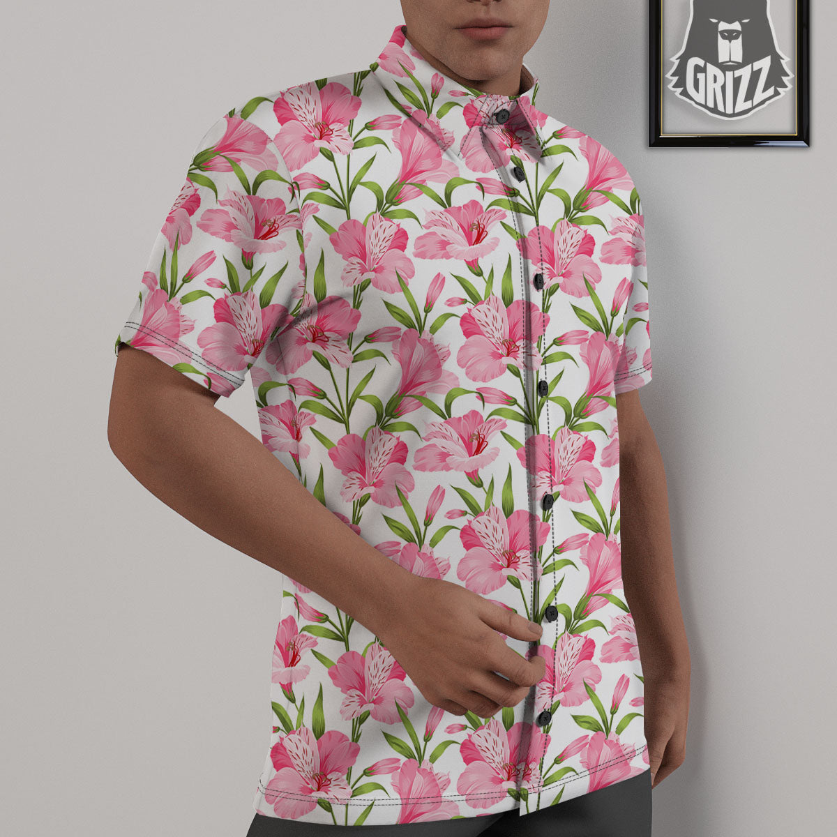 Alstroemeria Flowers Print Untucked Shirts-grizzshop