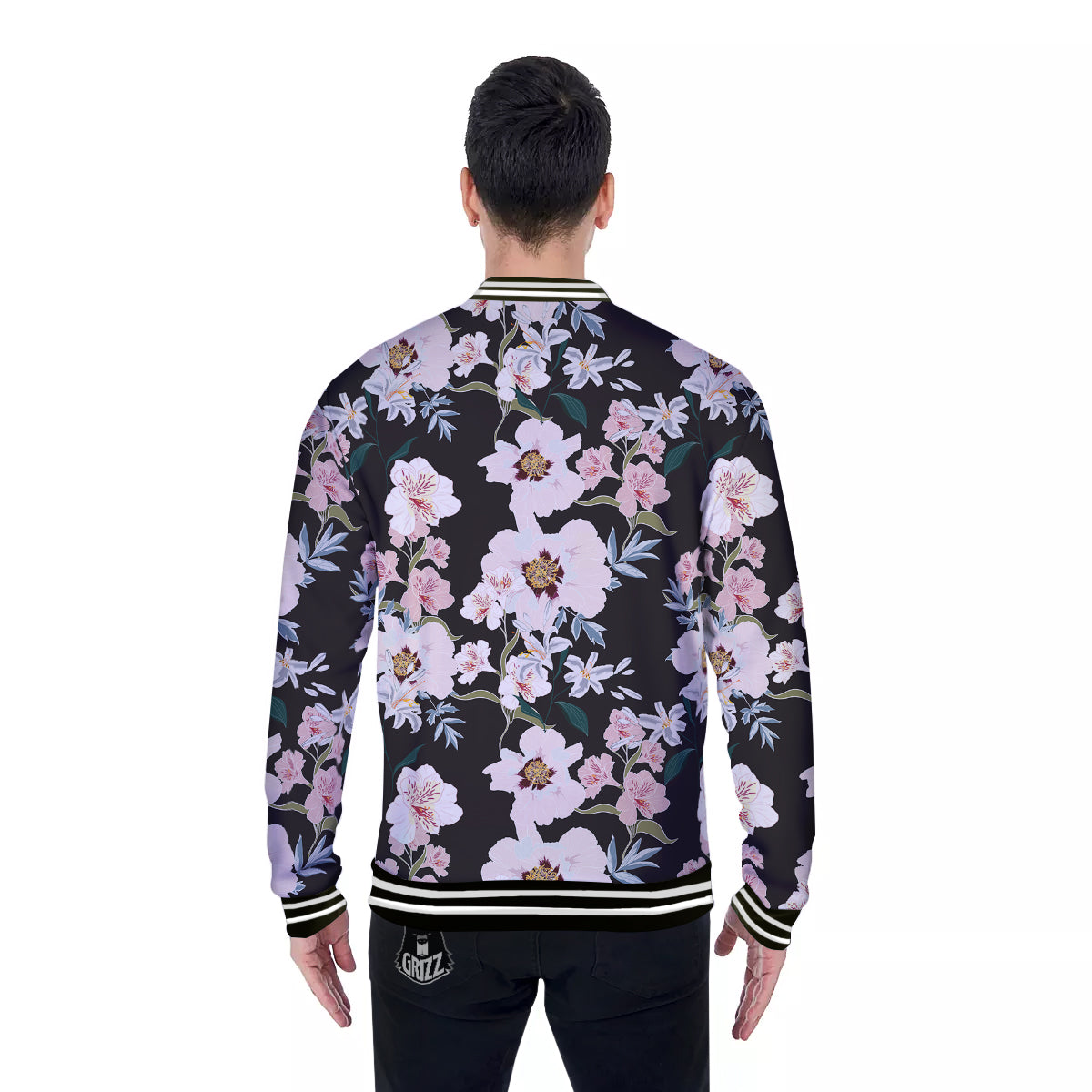 Alstroemeria Pink And White Print Pattern Baseball Jacket-grizzshop