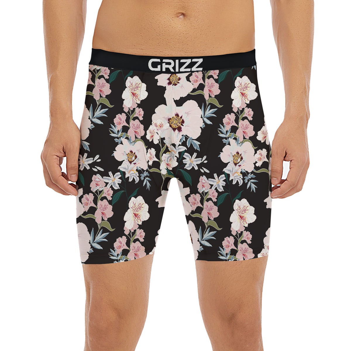 Alstroemeria Pink And White Print Pattern Boxer Briefs-grizzshop