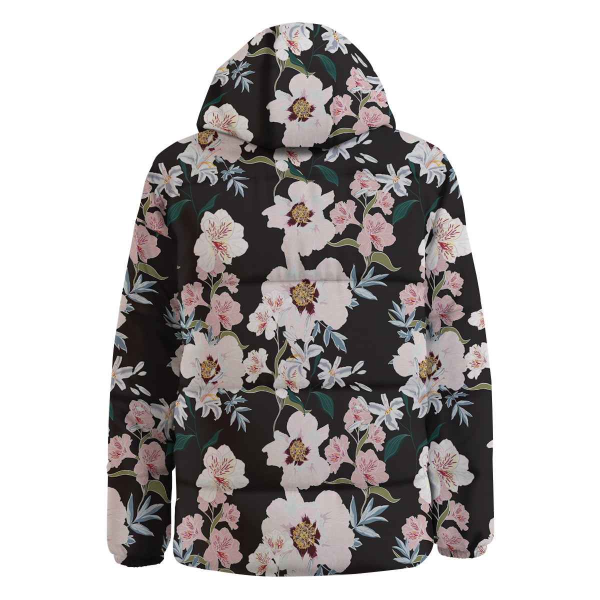 Alstroemeria Pink And White Print Pattern Down Jacket-grizzshop