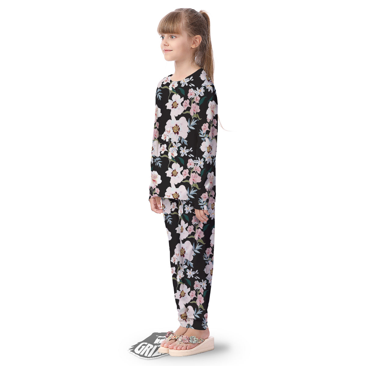 Alstroemeria Pink And White Print Pattern Kid's Pajamas-grizzshop