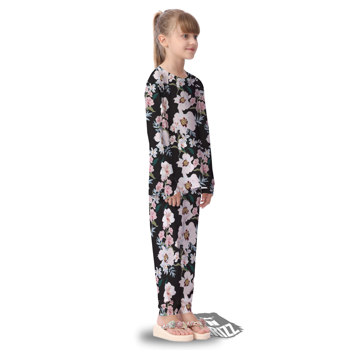 Alstroemeria Pink And White Print Pattern Kid's Pajamas-grizzshop
