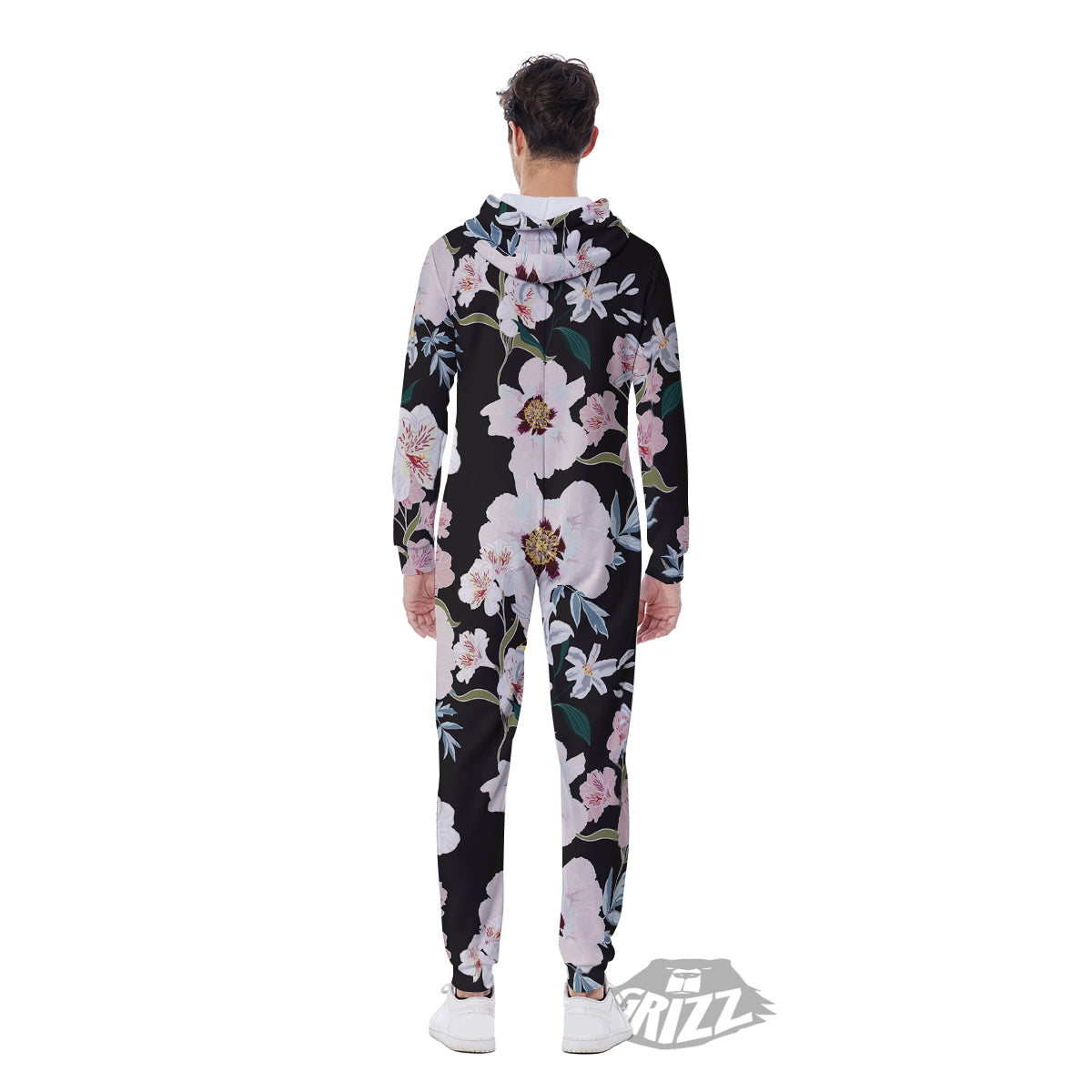 Alstroemeria Pink And White Print Pattern Men's Jumpsuit-grizzshop