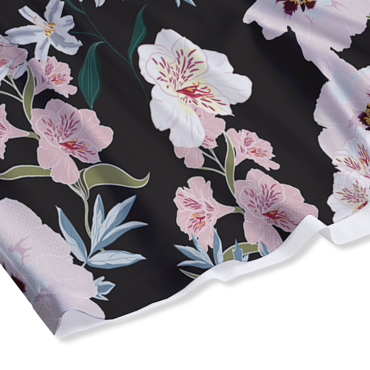 Alstroemeria Pink And White Print Pattern Mesh Shorts