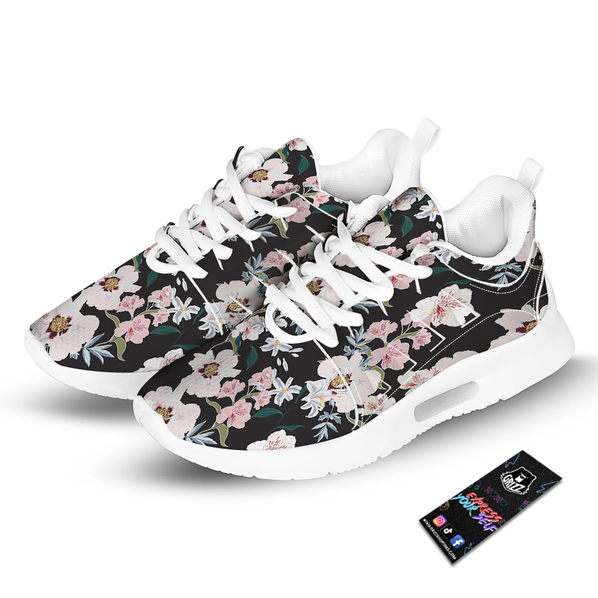 Alstroemeria Pink And White Print Pattern Tennis Shoes-grizzshop
