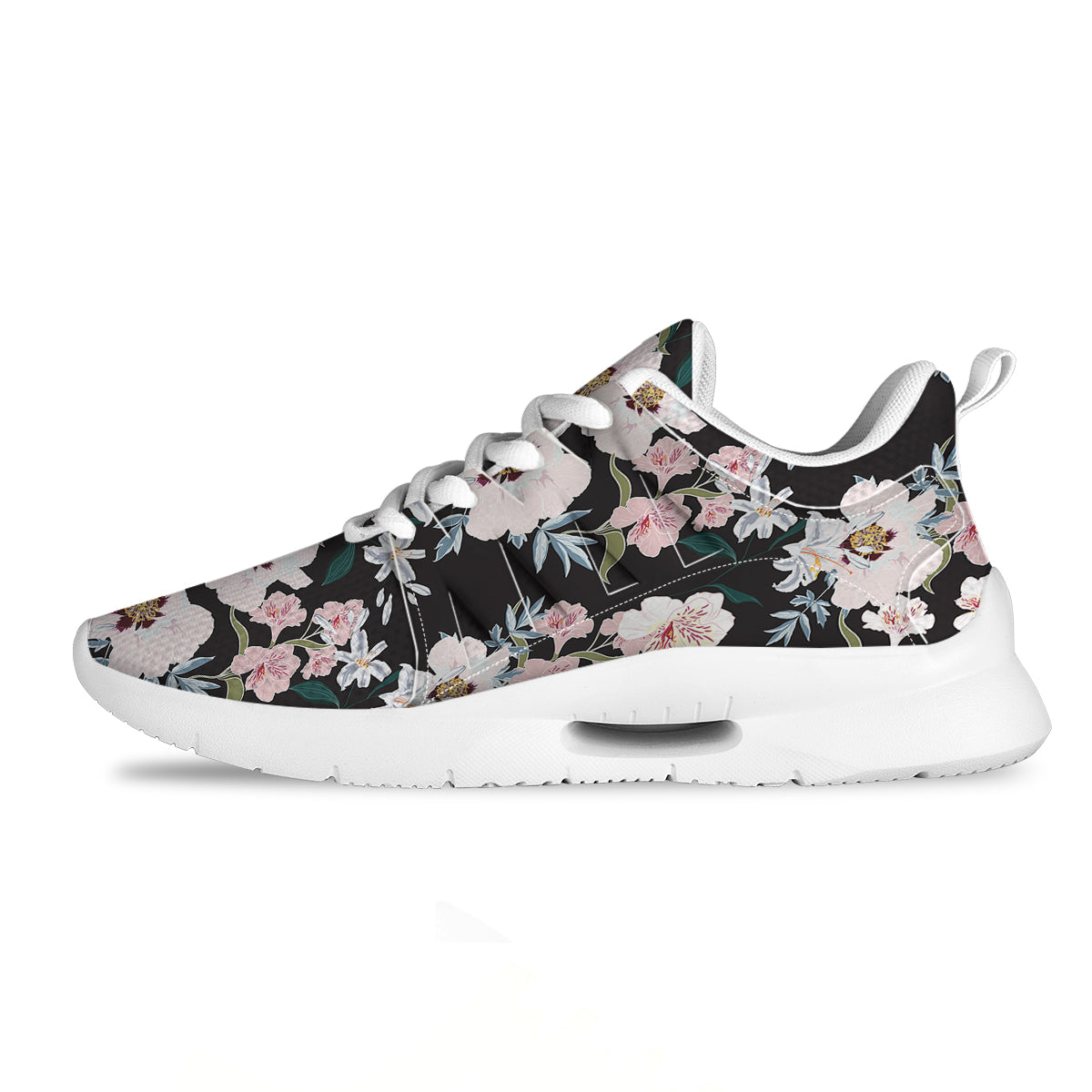 Alstroemeria Pink And White Print Pattern Tennis Shoes-grizzshop