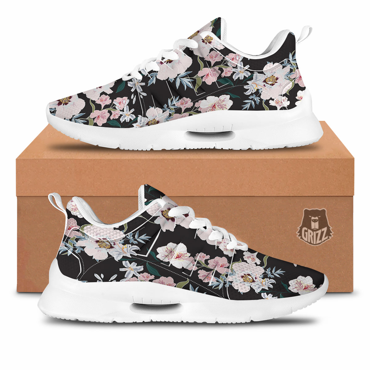 Alstroemeria Pink And White Print Pattern Tennis Shoes-grizzshop
