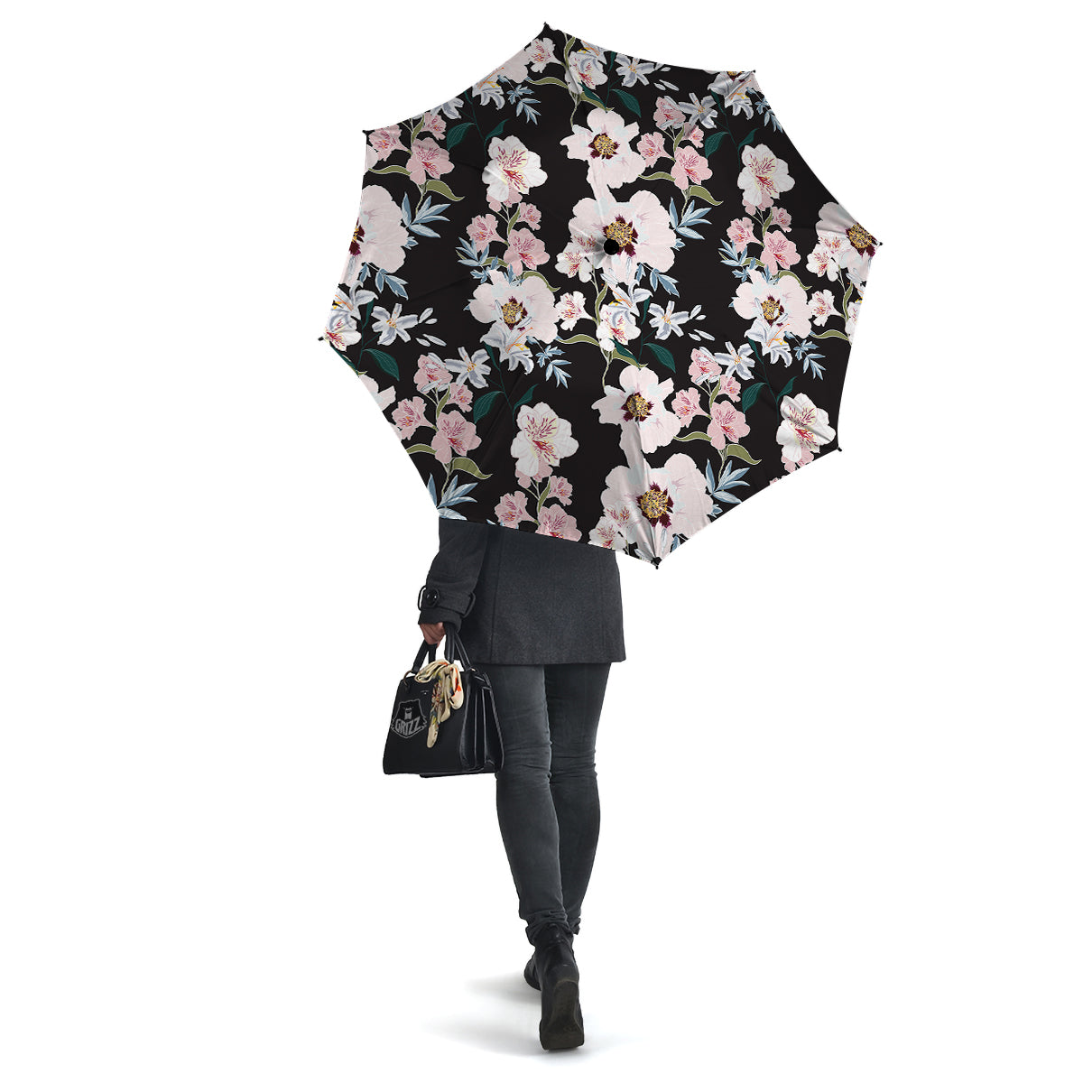 Alstroemeria Pink And White Print Pattern Umbrella-grizzshop