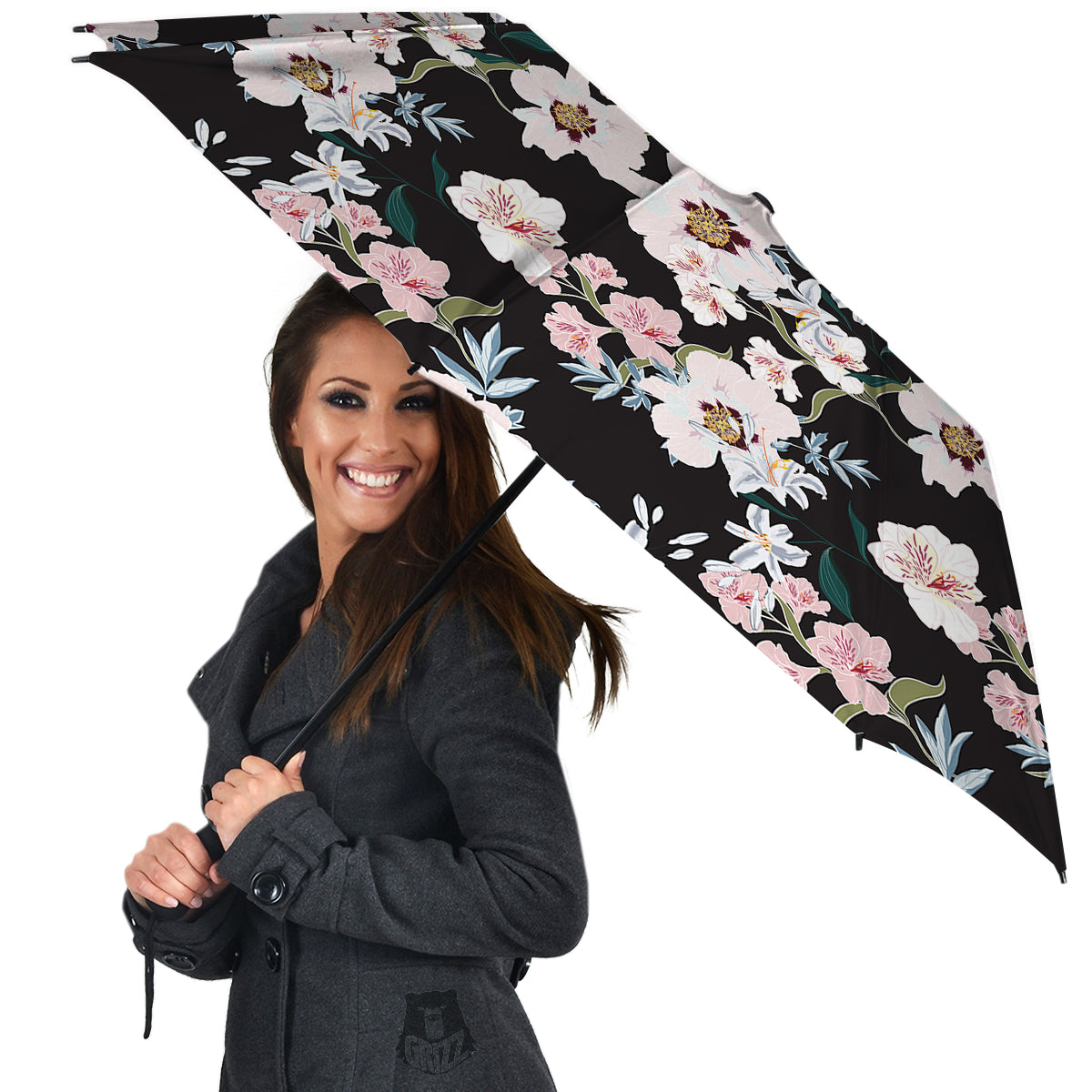 Alstroemeria Pink And White Print Pattern Umbrella-grizzshop