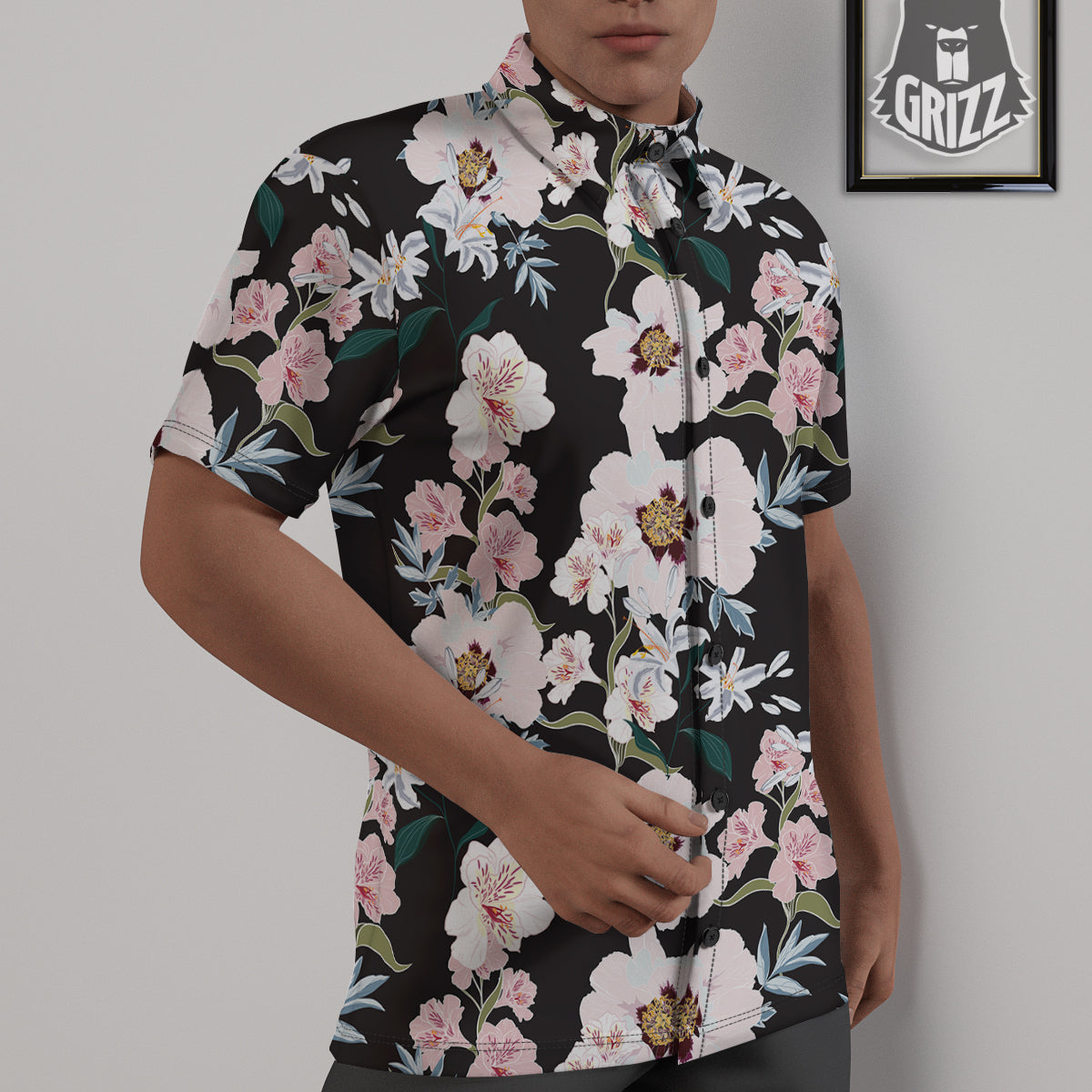 Alstroemeria Pink And White Print Pattern Untucked Shirts-grizzshop