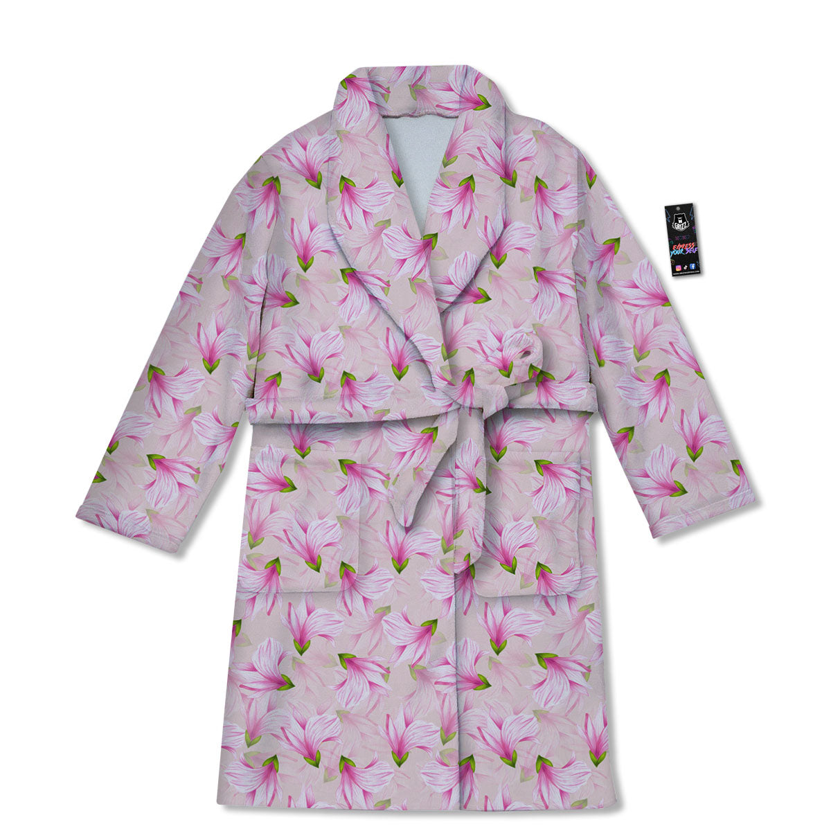 Alstroemeria Pink Print Pattern Bathrobe-grizzshop