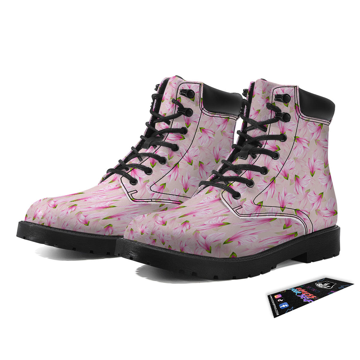 Alstroemeria Pink Print Pattern Boots-grizzshop