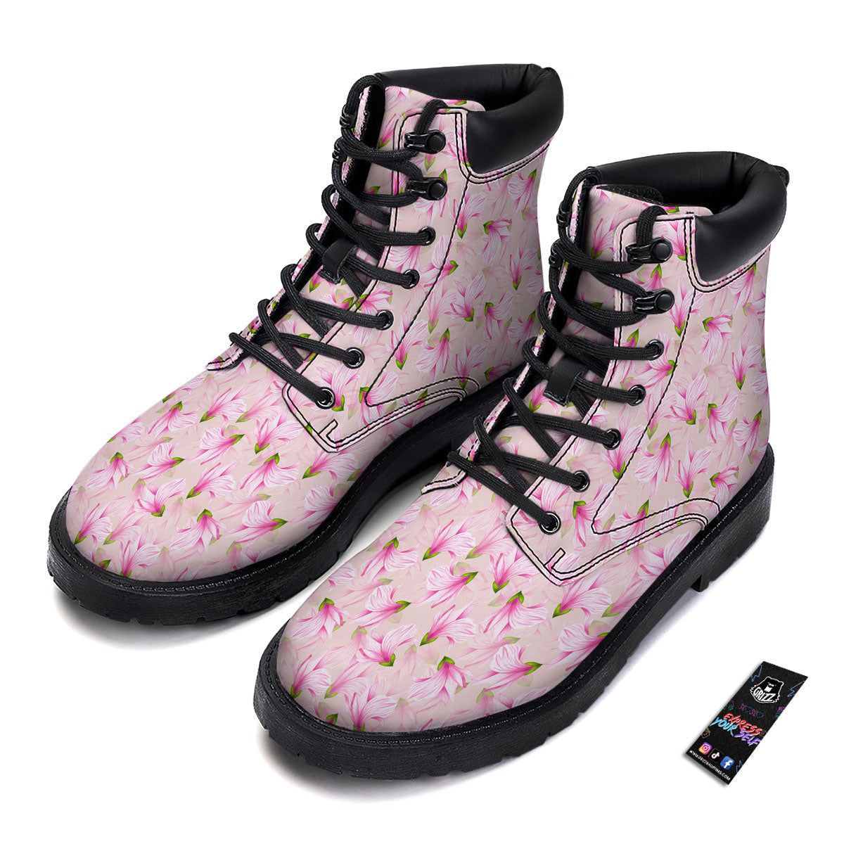 Alstroemeria Pink Print Pattern Boots-grizzshop