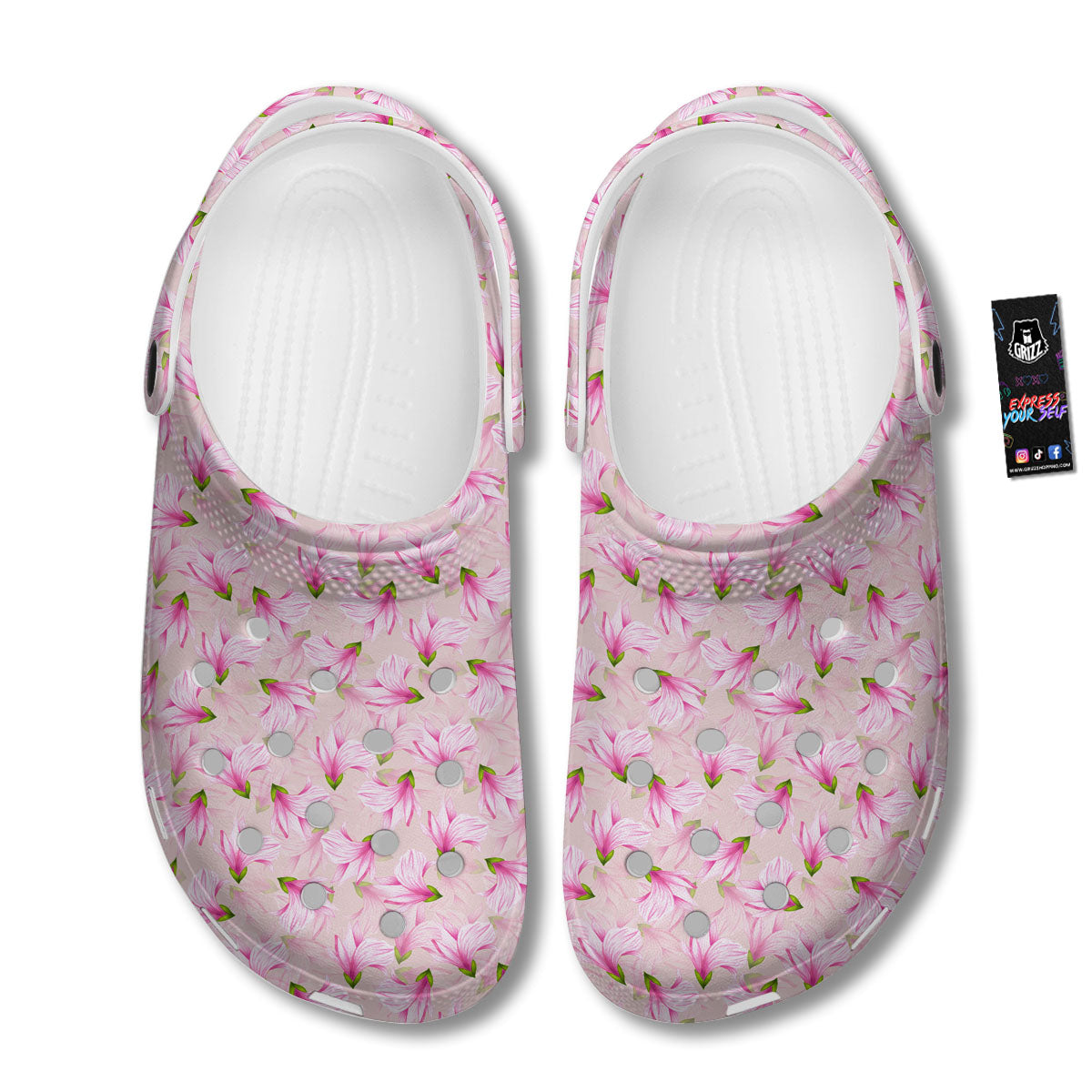 Alstroemeria Pink Print Pattern Clog-grizzshop