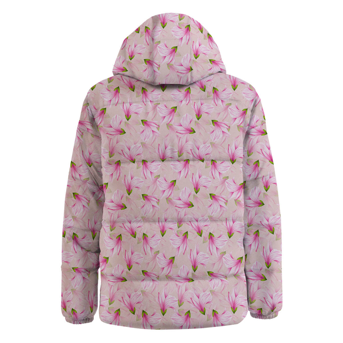 Alstroemeria Pink Print Pattern Down Jacket-grizzshop