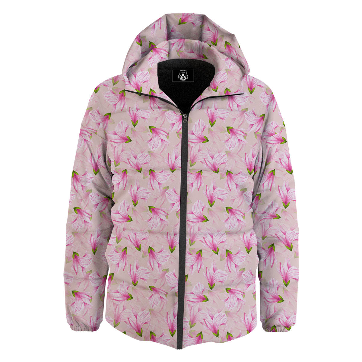 Alstroemeria Pink Print Pattern Down Jacket-grizzshop
