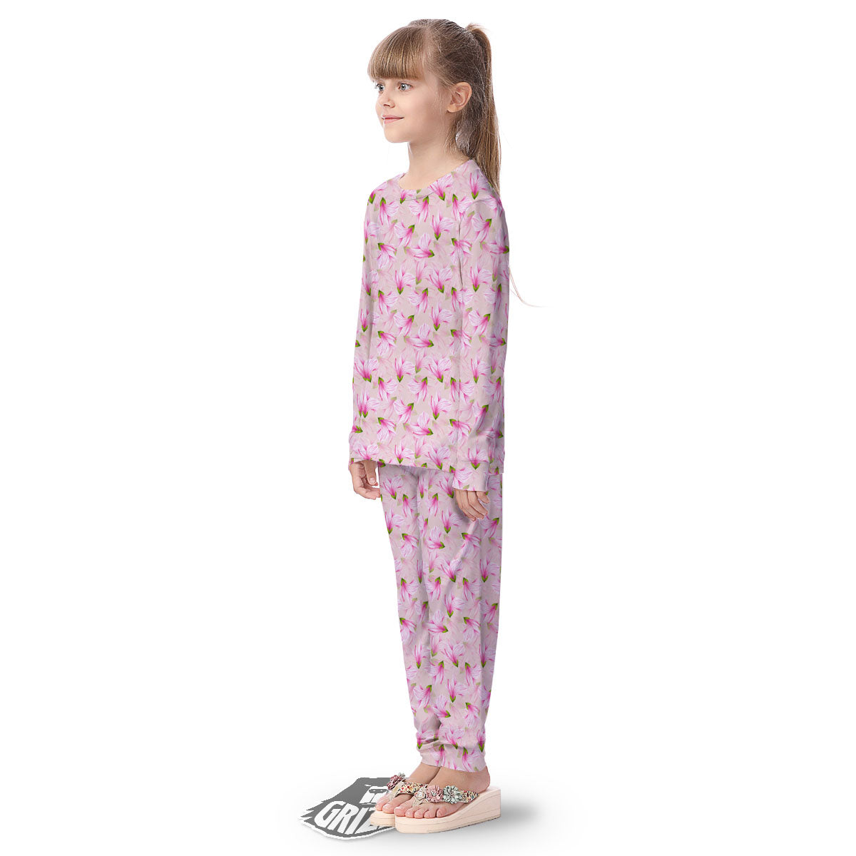 Alstroemeria Pink Print Pattern Kid's Pajamas-grizzshop