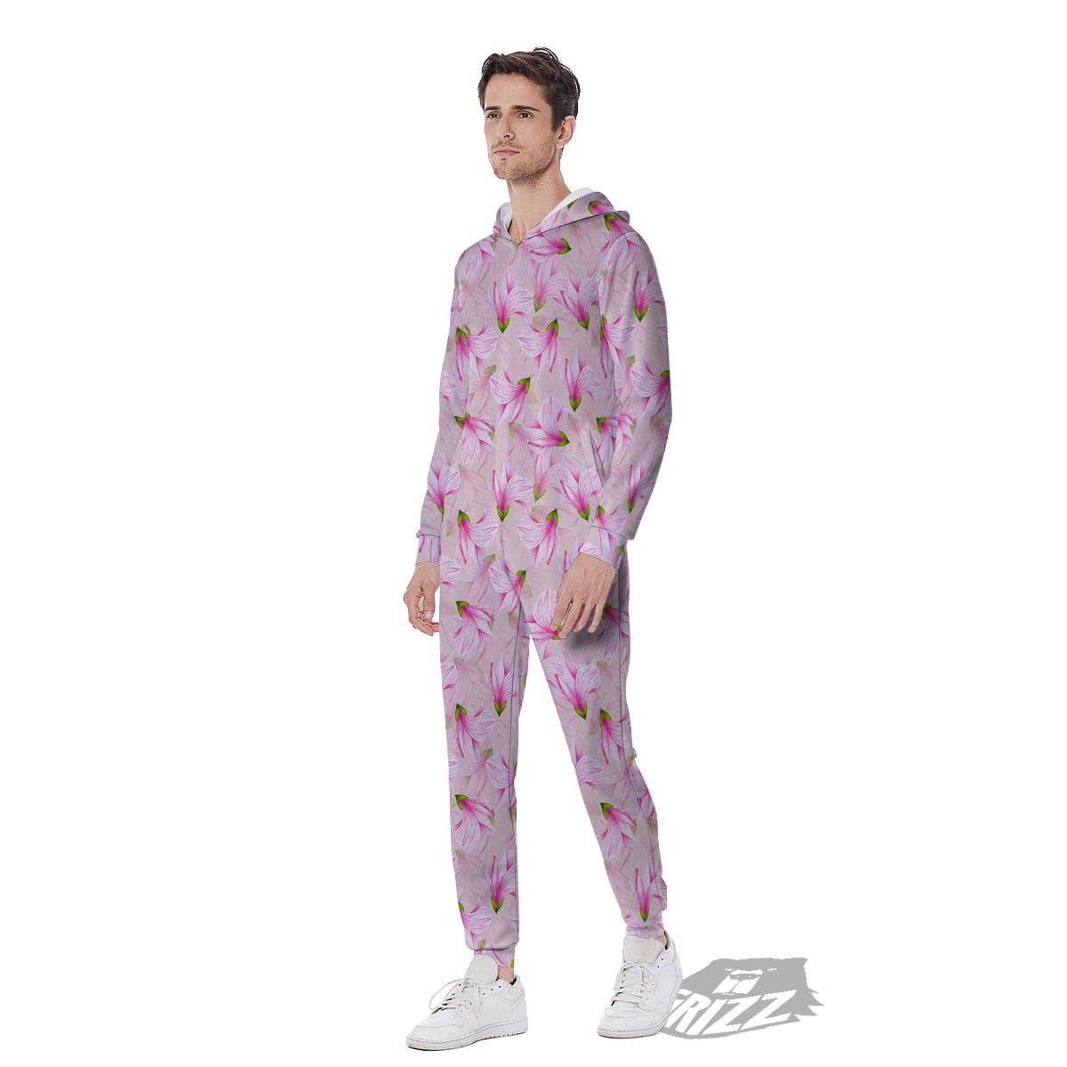 Alstroemeria Pink Print Pattern Men's Jumpsuit-grizzshop