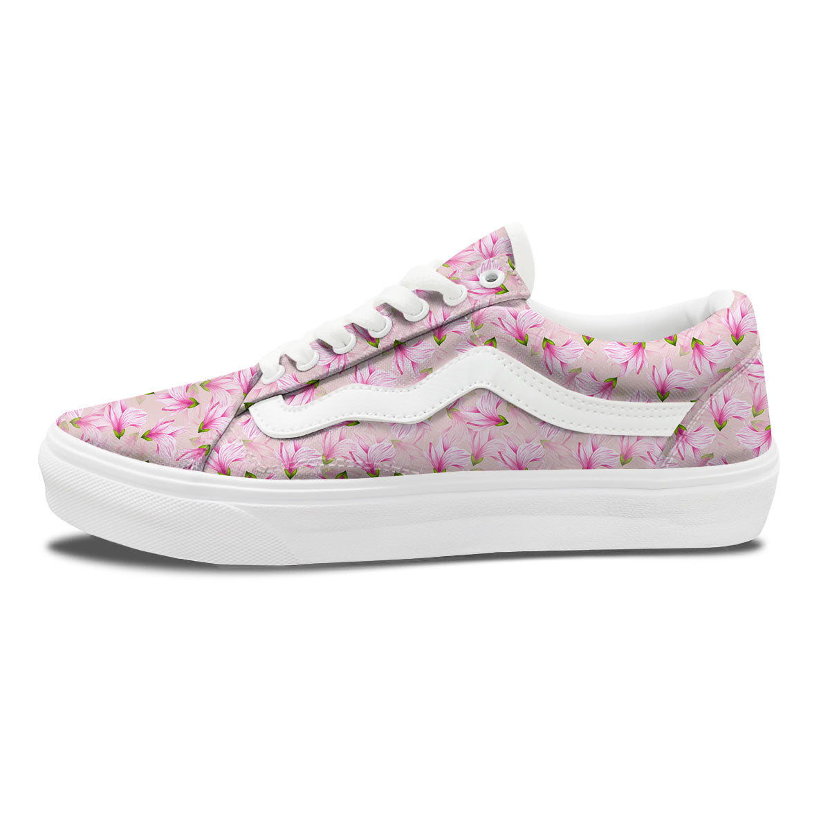 Alstroemeria Pink Print Pattern Skate Shoes-grizzshop