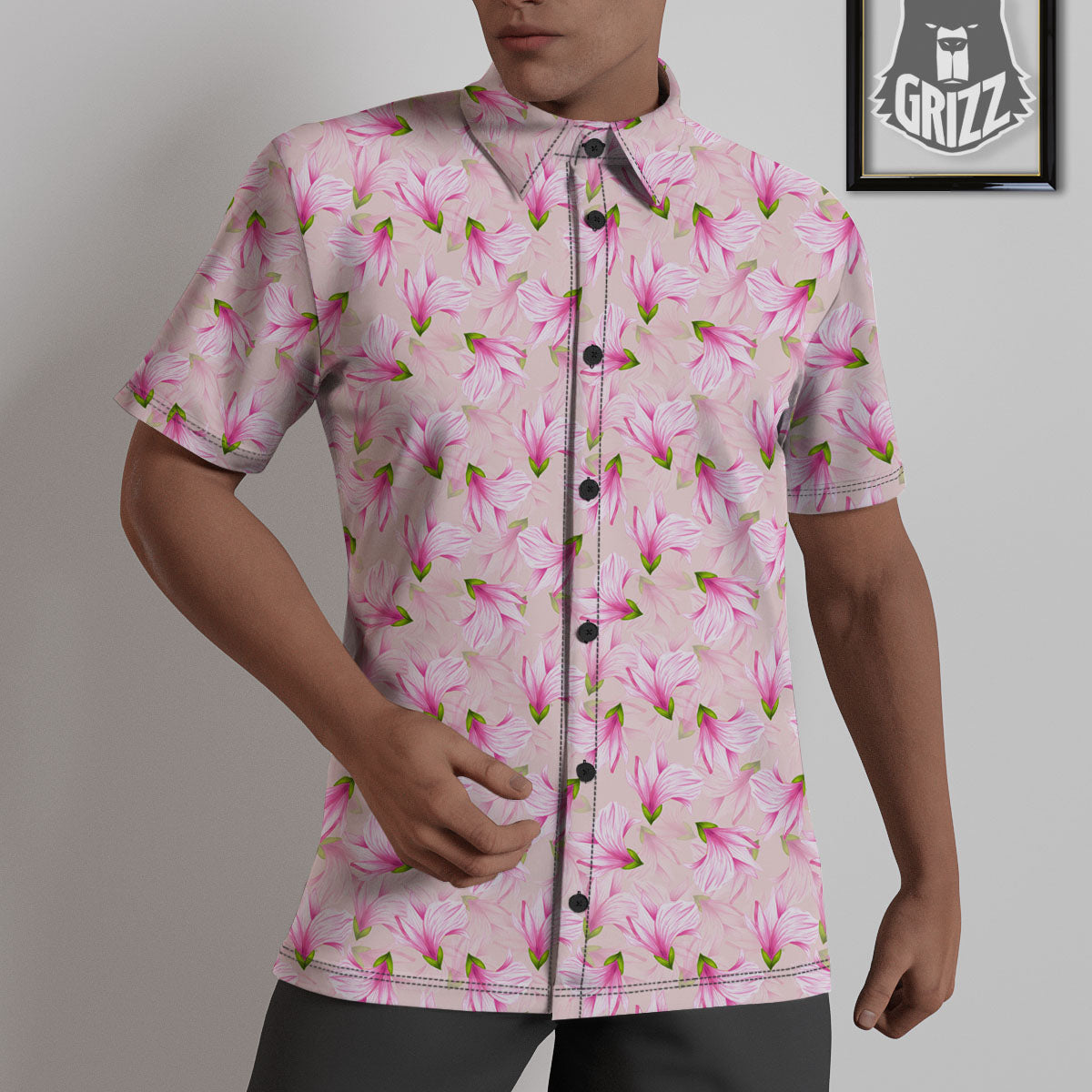 Alstroemeria Pink Print Pattern Untucked Shirts-grizzshop