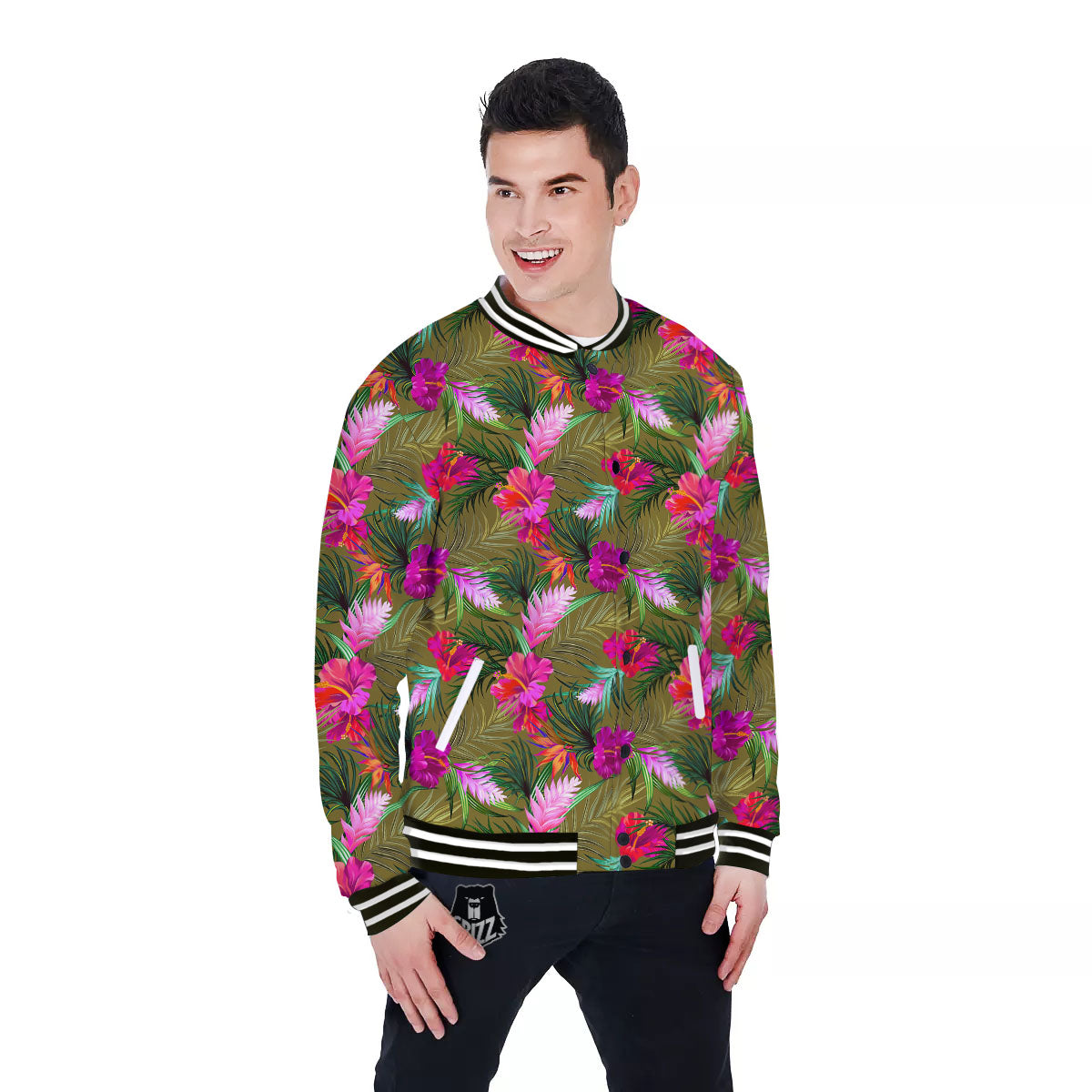 Alstroemeria Purple Pattern Baseball Jacket-grizzshop