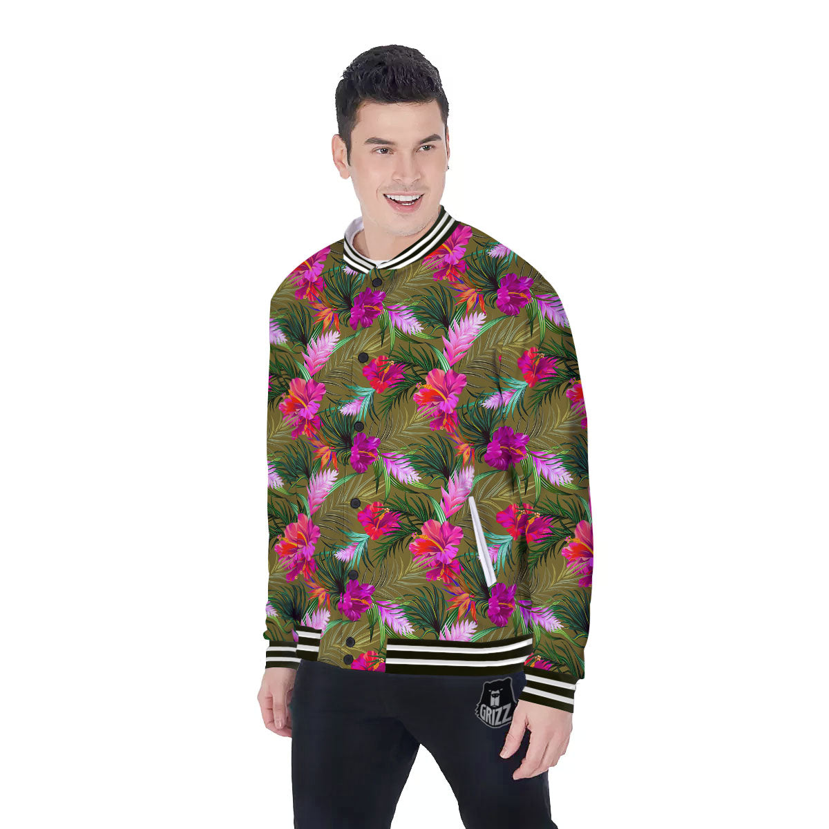 Alstroemeria Purple Pattern Baseball Jacket-grizzshop