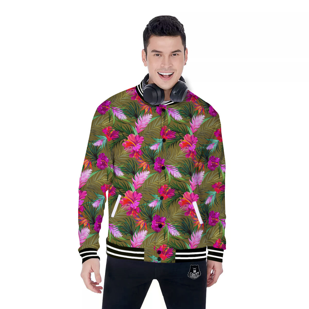 Alstroemeria Purple Pattern Baseball Jacket-grizzshop
