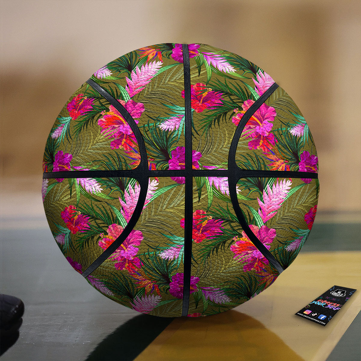 Alstroemeria Purple Pattern Basketball-grizzshop