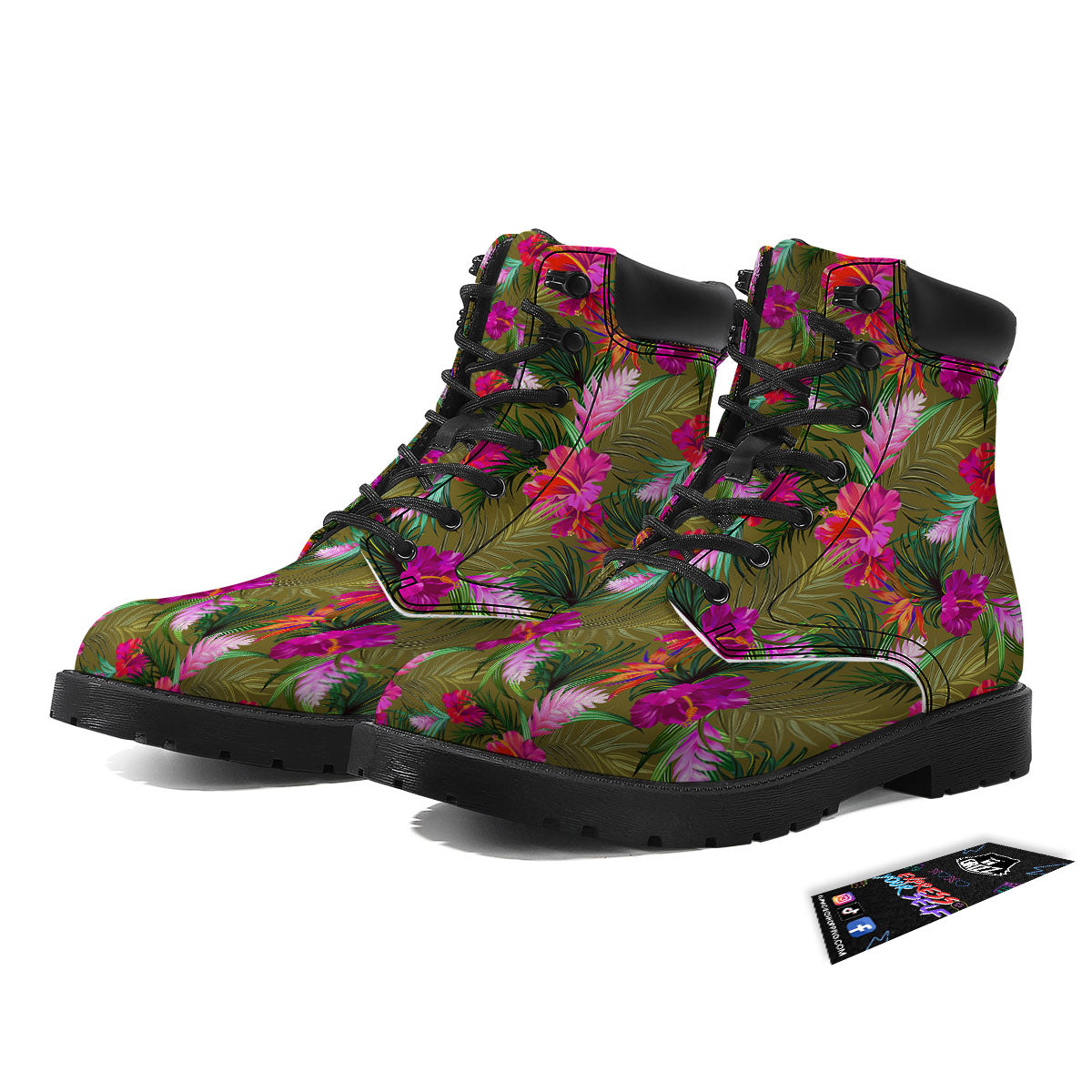 Alstroemeria Purple Pattern Boots-grizzshop