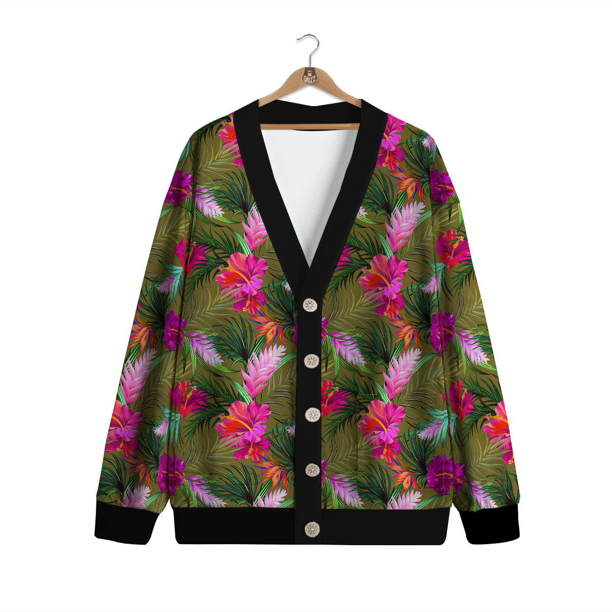 Alstroemeria Purple Pattern Cardigan-grizzshop