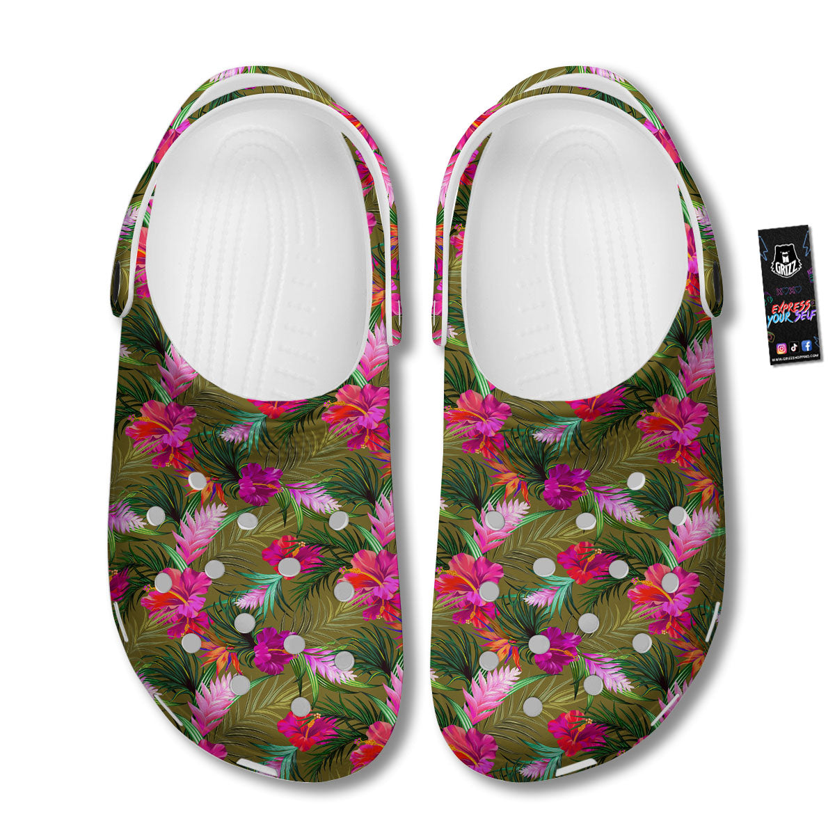 Alstroemeria Purple Pattern Clog-grizzshop