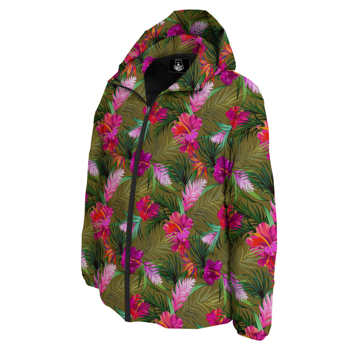 Alstroemeria Purple Pattern Down Jacket-grizzshop